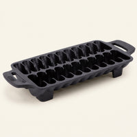 TOMO black cast iron shrimp grill pan with 22 wells and two handles