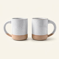 __bg__ Dove Grey TOMO 12 oz stoneware mugs, set of two, with raw clay foot