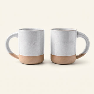 Dove Grey TOMO 12 oz stoneware mugs, set of two, with raw clay foot