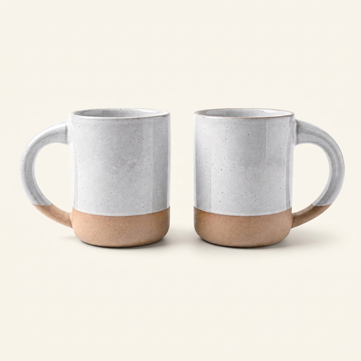 __bg__ Dove Grey TOMO 12 oz stoneware mugs, set of two, with raw clay foot