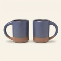 __bg__ Harbor Blue TOMO 12 oz stoneware mugs, set of two, with raw clay foot