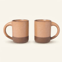 __bg__ Wheat TOMO 12 oz stoneware mugs, set of two, with raw clay foot